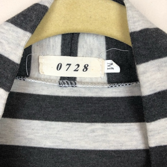 0728 / Boutique Brand - Striped Cardigan with Elbow Patch Detail - Picture 3 of 5